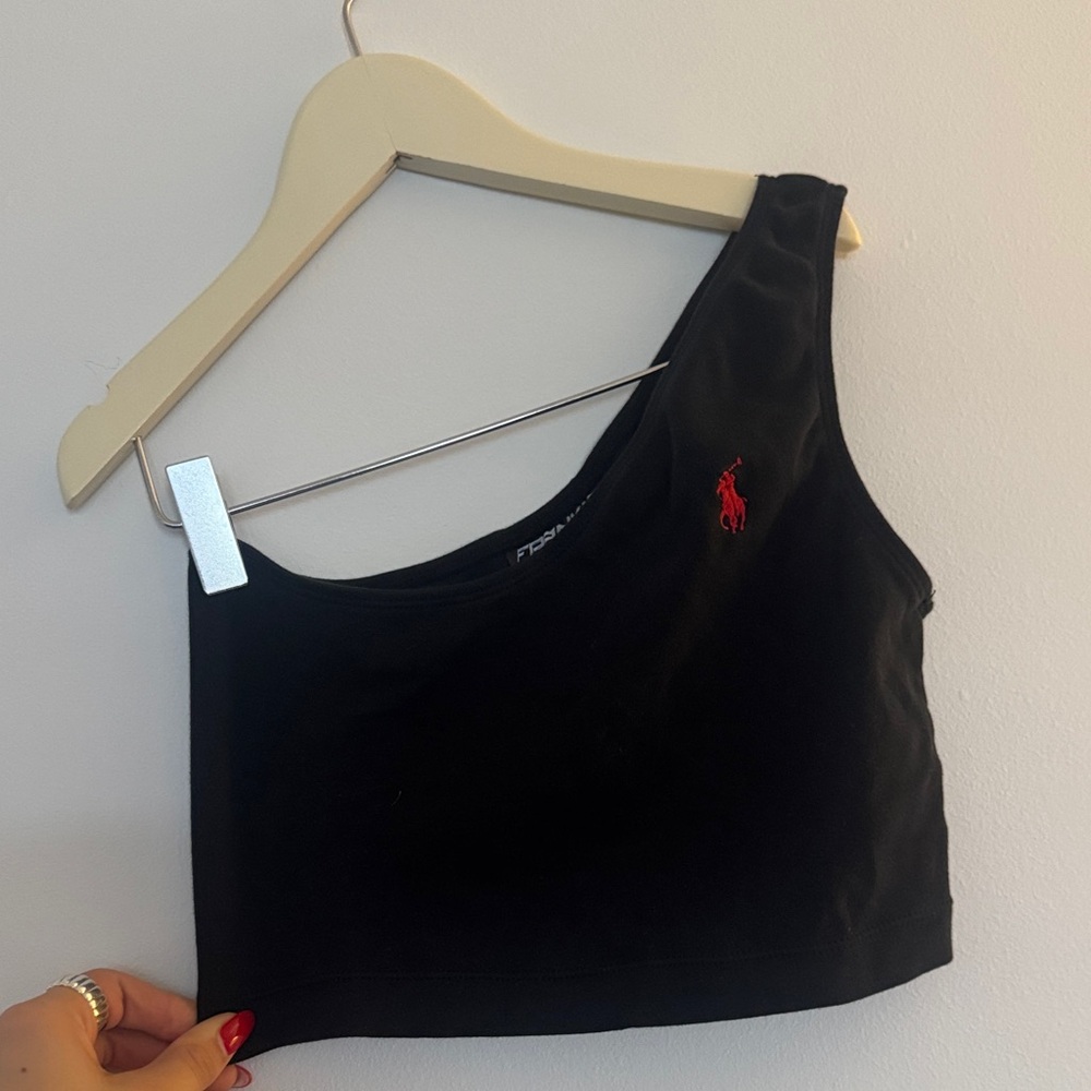 Polo by Ralph Lauren Black Asymmetrical Crop Top